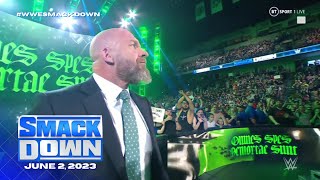 Triple H entrance WWE SmackDown June 2 2023 [upl. by Nnylidnarb]