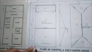 DIBUJO TÉCNICO ARQUITECTÓNICO  PLANO DE TECHO A DOS Y CUATRO AGUAS [upl. by Darbie]