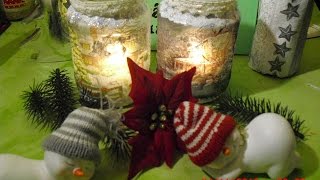 DIY  Weihnachtliche Windlichter mit Serviettentechnik gestalten [upl. by Moseley97]