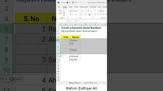 Dynamic Serial Numbers  Alphabets in Excel which also Reset  Adjust Hidden Rows amp Deleted Values [upl. by Nesline]