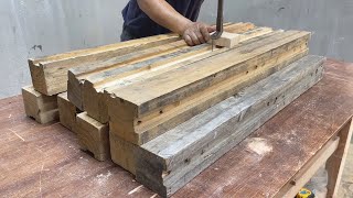 Amazing Pallet Woodworking Project  Build A Unique And Functional Table From Recycled Wood [upl. by Lucinda]