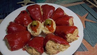 Pimientos de piquillo rellenos de atún huevo y mayonesa [upl. by Eliezer]