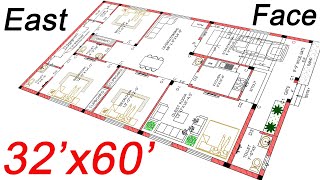 32x60 East Face House Plan  1920 sqft House Plans  213 Gaj  4BHK  32 by 60 Ghar ka Naksha [upl. by Inahteb]