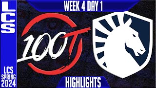 100 vs TL Highlights  LCS Spring 2024 Week 4 Day 1  100 Thieves vs Team Liquid [upl. by Kerred656]