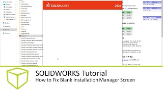 SOLIDWORKS Tutorial  How to Fix Blank Installation Manager Screen [upl. by Rooker]