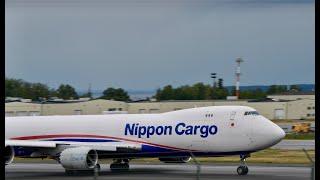 NIPPON CARGO AIRLINES B747 rolls down the runway at Anchorage AK as it heads to Chicago OHare [upl. by Reerg165]