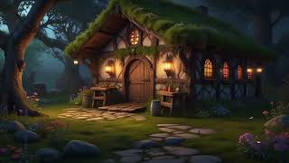 Tavern in the Forest Ambience with tavern sounds crickets owls wolves howling and music [upl. by Matteo]