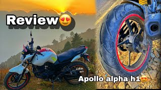 New tyre of fz v1😍Apollo alpha h1 tyre review [upl. by Sudnak410]