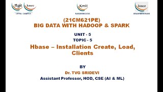 UNIT  5Hbase – Installation Create Load Clients [upl. by Nyleikcaj]