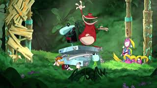 Rayman Origins 4 Players 5 Jibberish Jungle Swinging Caves [upl. by Marella]