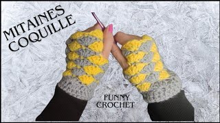 Mitaines quotcoquillesquot au crochet [upl. by Shepperd169]