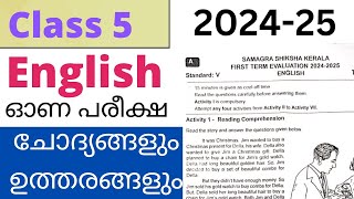 Class 5 English onam exam 202425 questions and answers Class 5 first term exam 202425 [upl. by Mikah]