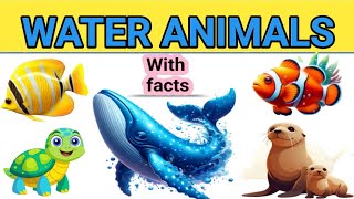 WATER ANIMALS। WATER ANIMALS WITH FACTS।WATER ANIMALS NAME IN ENGLISH।30 SEA ANIMALS NAME।🐬🐠🐟🐙🪼🦀🐢😊। [upl. by Catto]