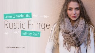 Rustic Fringe Infinity Scarf Crochet Tutorial [upl. by Eachelle]