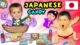 AMERICANS TRY JAPANESE CANDY and SODA Taste Test and Challenge Fun FUNnel Vision [upl. by Haroved]