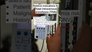 Relative indications for Total intravenous anesthesia TIVA [upl. by Siberson717]