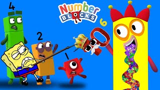 Numberblocks BIG NUMBERS Colourblocks in Wonderland  Numberblocks Eating Simulation by Algodoo [upl. by Derrik]