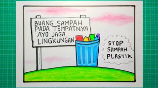 Cara membuat poster kebersihan lingkungan donistudio [upl. by Zeuqram306]