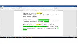 Cómo escribir referencias en ICONTEC para capítulo de libro impreso [upl. by Kcolttam]