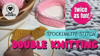 Double Knitted Stockinette Stitch knitting tutorial for knitting this stitch flat and in the round [upl. by Ahsenroc]