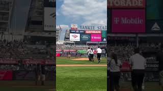 Hideki Matsui throws out the first pitch ⚾ via YankeesX [upl. by Ydisahc906]