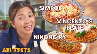 Abi Tries the Best Spaghetti Recipes Ninong Ry Chef Tatung Vincenzo’s Plate [upl. by Hellman542]