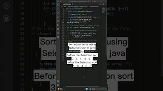 Selection Sort in java java javaprogramming array sort code shorts [upl. by Peti]