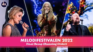 Melodifestivalen 2022  Final Recap ᴴᴰ Running Order [upl. by Osbourne243]