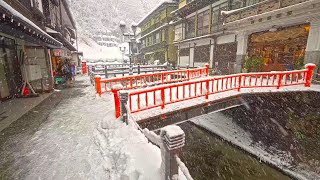 4K・ Japan in Snow  Ginzanonsen during the day・4K HDR [upl. by Jud151]