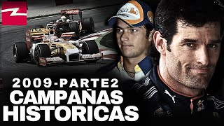 CAMPAÑAS HISTORICAS DE F1  TEMPORADA 2009 PARTE 2 [upl. by Euqinue]