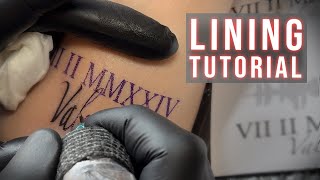 Lining Tattoo Tutorial on Real Skin  How to Tattoo [upl. by Sibilla974]