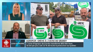 Zone économie  Grève chez Agropur  lait gaspillé [upl. by Jamey392]