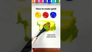 How to make gold from just red blue yellow colormixing paintmixing satisfying asmrart [upl. by Wetzell]