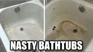 HOW TO REPAIR amp REGLAZE TWO NASTY BATHTUBS  BATHTUB REGLAZING amp CHIP REPAIR  DP TUBS [upl. by Lokim]