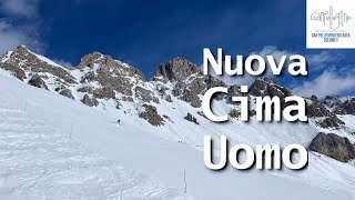 Pista nera Nuova Cima Uomo in picchiata su Passo San Pellegrino skislopes dolomitisuperski ski [upl. by Aronos]