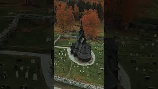 Borgund stavkirke Lærdal Norway🇳🇴😎 norway drone djimini4pro travel [upl. by Sundstrom]