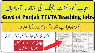 Govt of Punjab Teaching Jobs  TEVTA Lecturer Jobs  Latest Jobs Update [upl. by Peltz]