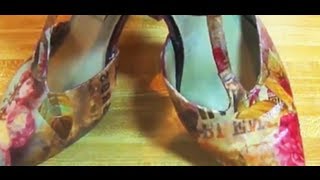 how to decoupage Shoes leather or pleather [upl. by Ogawa]