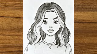 Cute girl drawing  Girl drawing easy step by step  Beautiful girl drawing for beginners [upl. by Iago]