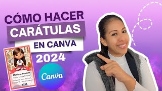 Cómo hacer Carátulas y Portadas Escolares en canva  Tutorial 2024 [upl. by Aynom]