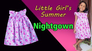 🌛 How to Cut and Sew Little Girls Summer Nightgown  Baby Girl Night Suit  Nightdress🌛 [upl. by Ramu588]