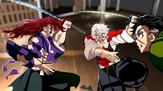 Kokushibo vs Sanemi and Gyomei  Kokushibo vs Pillars part10 Demon Slayer [upl. by Nahshunn]