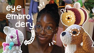 how to embroider eyes onto a plushie stepbystep tutorial for kid friendly cute crochet plushies [upl. by Euqinorev]