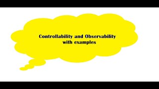 Controllability and Observability in Control System with Examples [upl. by Mou833]