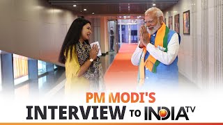 PM Modis interview to Meenakshi Joshi of India TV in Varanasi [upl. by Nnaeinahpets]