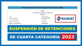 Suspensión de Cuarta Categoría 2023  SUNAT [upl. by Tildy]