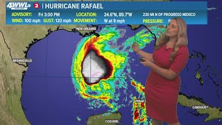 Friday 5PM First Weather Hurricane Rafael meandering in Gulf as Cat 2 [upl. by Anovahs]