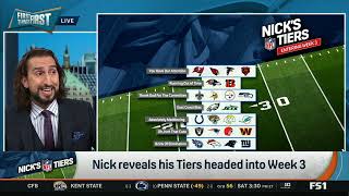 FIRST THINGS FIRST  Nick Wright Reveals his Tiers headed into Weed 3 [upl. by Acsirp]