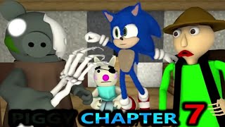 PIGGY VS BALDI amp SONIC chapter 7 roblox game horror [upl. by Idhem]