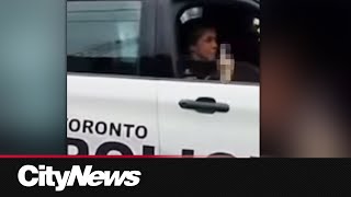 Toronto cop gives citizen the middle finger during parking argument [upl. by Anaiuq]